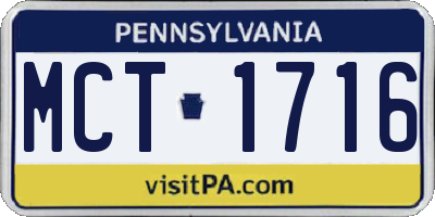 PA license plate MCT1716