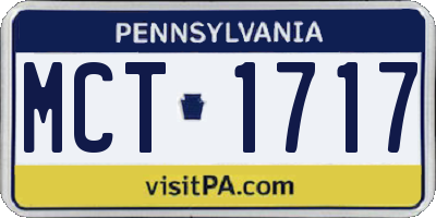 PA license plate MCT1717