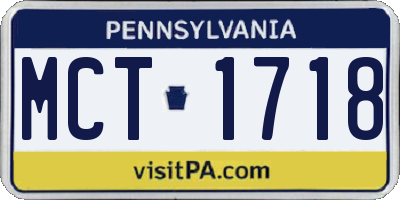 PA license plate MCT1718