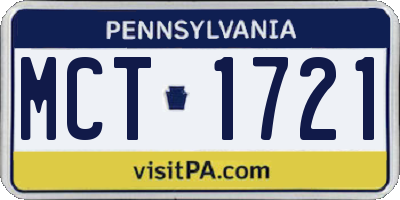 PA license plate MCT1721