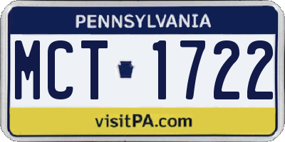 PA license plate MCT1722