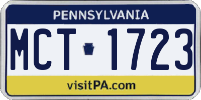 PA license plate MCT1723