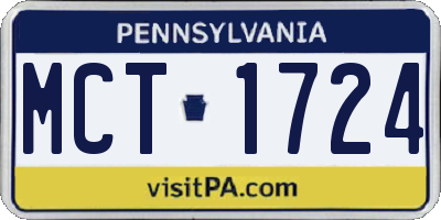 PA license plate MCT1724