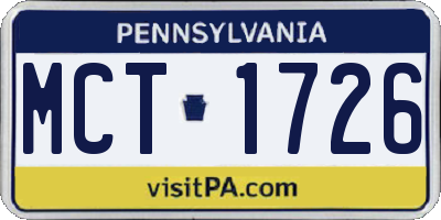 PA license plate MCT1726