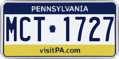 PA license plate MCT1727