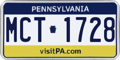 PA license plate MCT1728