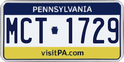 PA license plate MCT1729