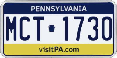 PA license plate MCT1730