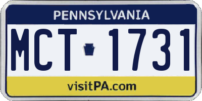 PA license plate MCT1731