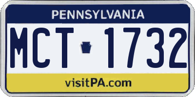 PA license plate MCT1732