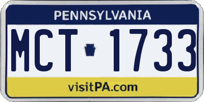 PA license plate MCT1733