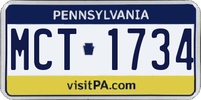 PA license plate MCT1734