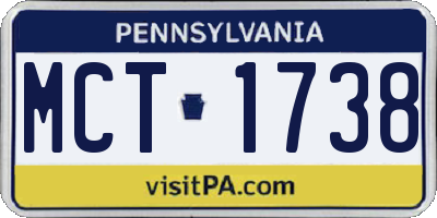 PA license plate MCT1738