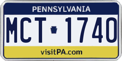 PA license plate MCT1740