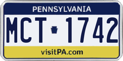 PA license plate MCT1742