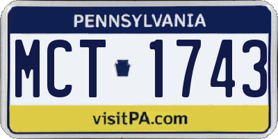 PA license plate MCT1743