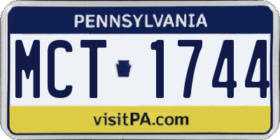 PA license plate MCT1744