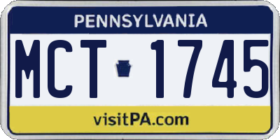 PA license plate MCT1745