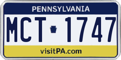 PA license plate MCT1747