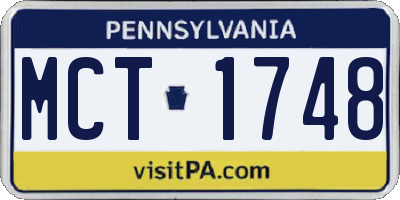 PA license plate MCT1748