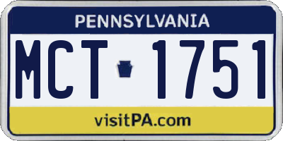 PA license plate MCT1751