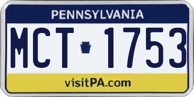 PA license plate MCT1753