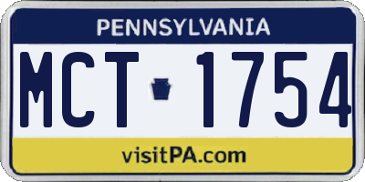 PA license plate MCT1754