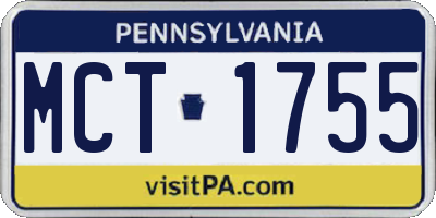 PA license plate MCT1755
