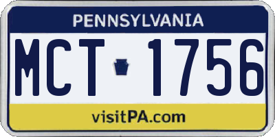 PA license plate MCT1756