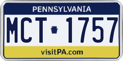 PA license plate MCT1757