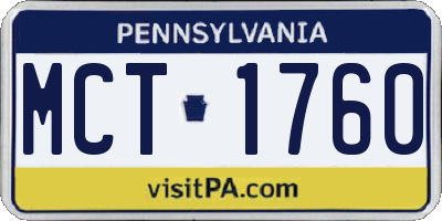 PA license plate MCT1760