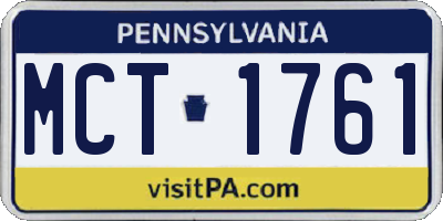 PA license plate MCT1761