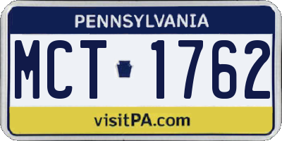 PA license plate MCT1762