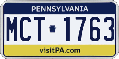 PA license plate MCT1763