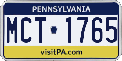 PA license plate MCT1765