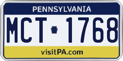 PA license plate MCT1768