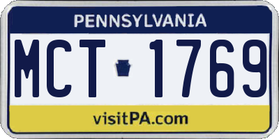 PA license plate MCT1769
