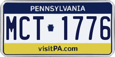 PA license plate MCT1776
