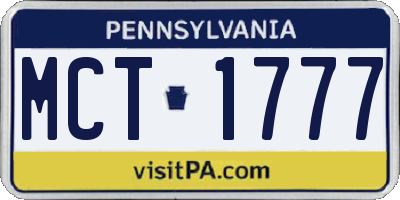 PA license plate MCT1777