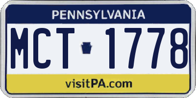 PA license plate MCT1778