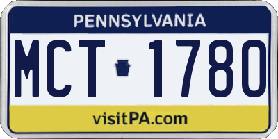 PA license plate MCT1780