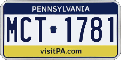 PA license plate MCT1781