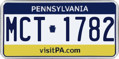PA license plate MCT1782