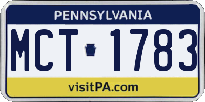 PA license plate MCT1783