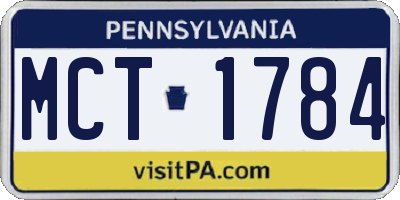 PA license plate MCT1784