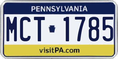 PA license plate MCT1785