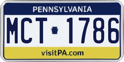 PA license plate MCT1786