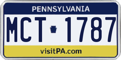 PA license plate MCT1787