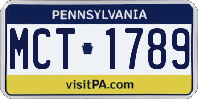 PA license plate MCT1789