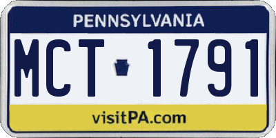 PA license plate MCT1791